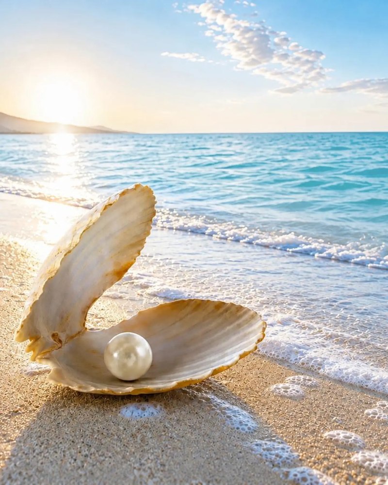 Pearl necklace on the beach