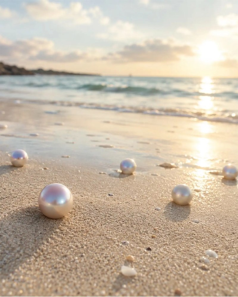 Open shell with pearl on the beach